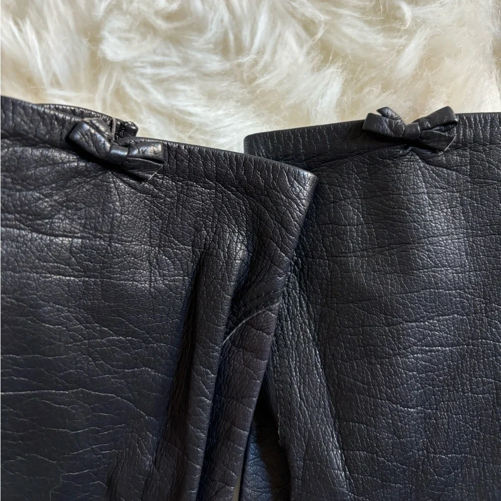 ARIS Leather Gloves With a Bow Made in Germany 6.5